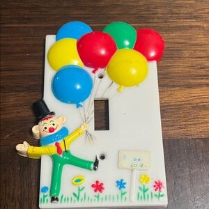 VINTAGE 1973 Colorful Clown Light Switch Cover Hong Kong bedroom